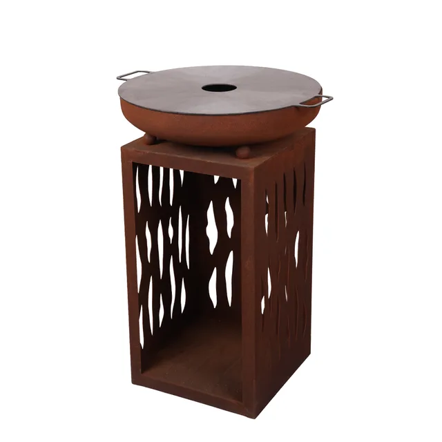 Ø800 mm Corten Steel Brasero Plancha with Log Storage